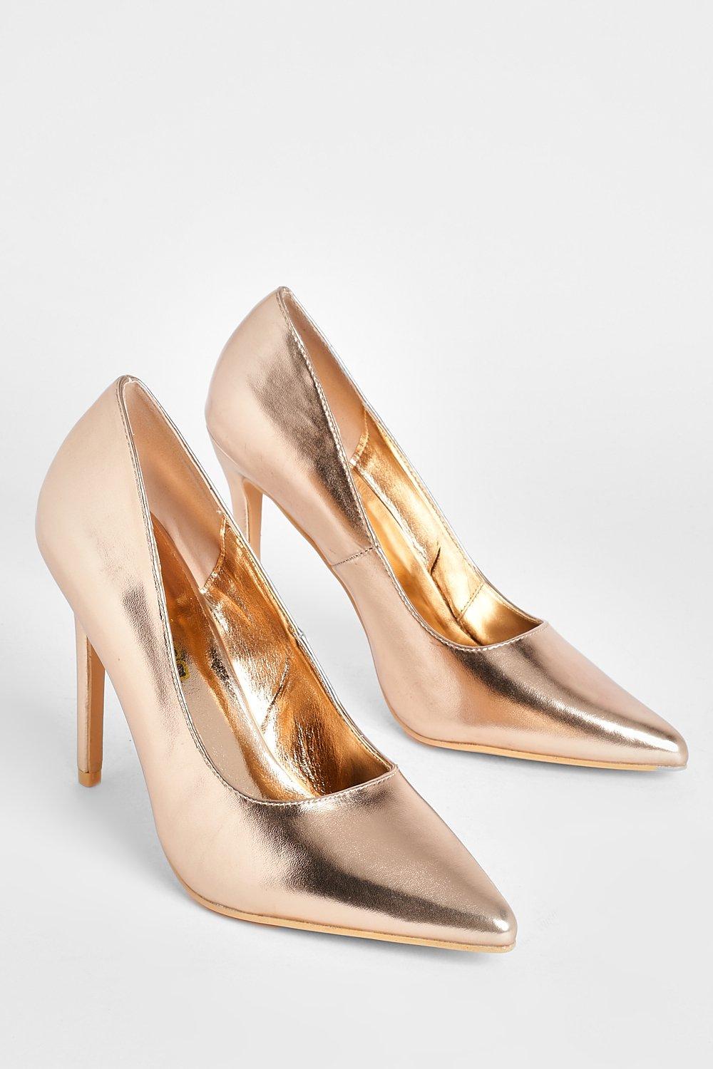 Rose gold shoes boohoo on sale